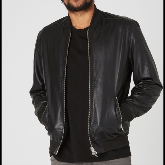 DSTLD Distilled Black Leather Bomber Rockstar Medium - Picture 1 of 10